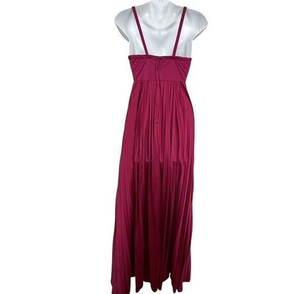 Vintage Womens Union Tag Dark Red Pleated V-Neck Maxi 70's Dress Empire Waist XS - Picture 14 of 15
